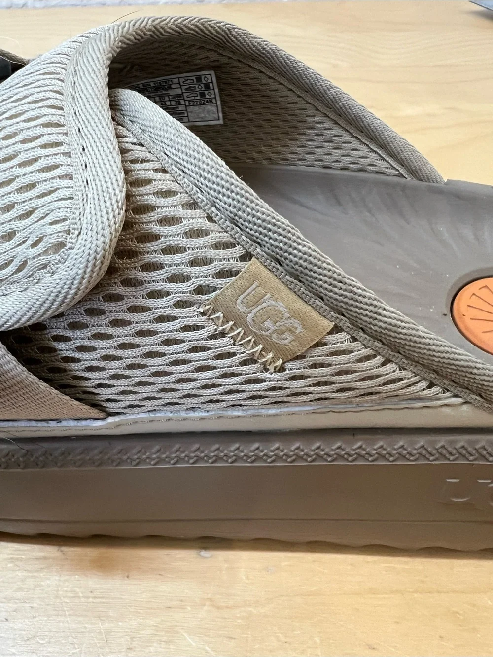 UGG men’s Beige Slide Sandals with Adjustable Buckle